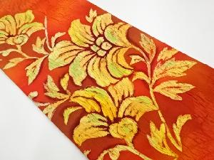 リサイクル　ふくれ織花々模様名古屋帯